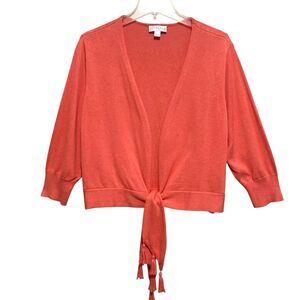 3/$30 Belle Beach by Kim Gravel Cardigan Womens Sz Large Coral Open Front Tie